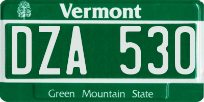 VT license plate DZA530