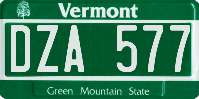 VT license plate DZA577