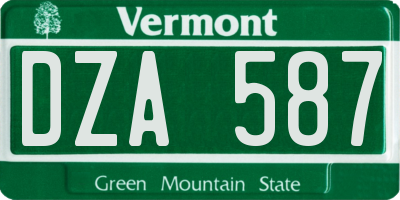 VT license plate DZA587