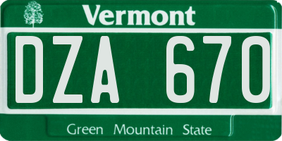 VT license plate DZA670
