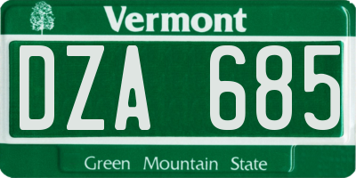 VT license plate DZA685