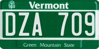 VT license plate DZA709