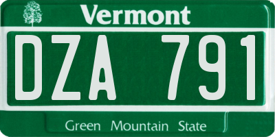 VT license plate DZA791
