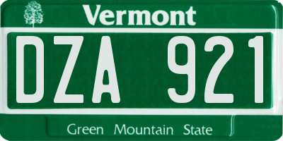 VT license plate DZA921