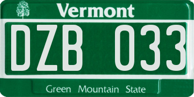 VT license plate DZB033