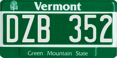 VT license plate DZB352