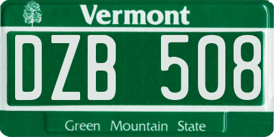 VT license plate DZB508
