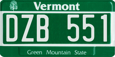 VT license plate DZB551