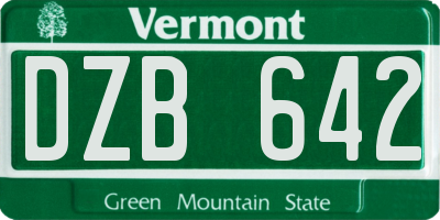 VT license plate DZB642