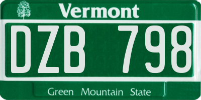VT license plate DZB798