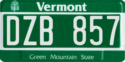 VT license plate DZB857