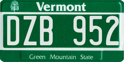 VT license plate DZB952