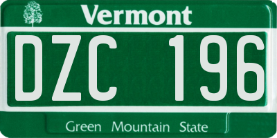 VT license plate DZC196