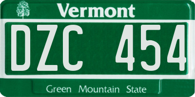 VT license plate DZC454