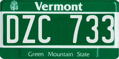 VT license plate DZC733