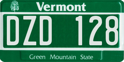 VT license plate DZD128
