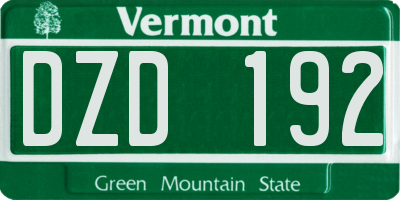 VT license plate DZD192