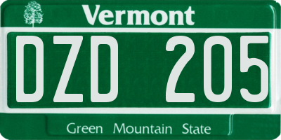 VT license plate DZD205