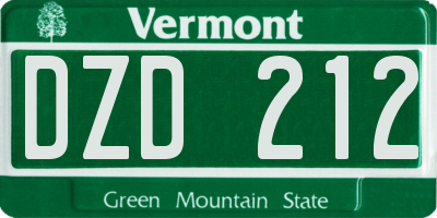 VT license plate DZD212