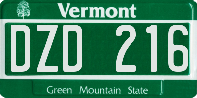 VT license plate DZD216