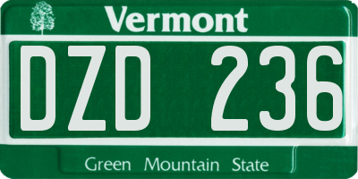 VT license plate DZD236