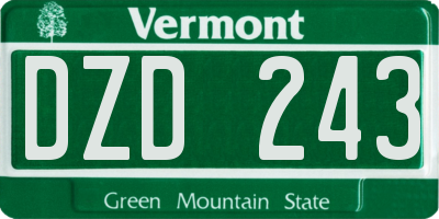 VT license plate DZD243