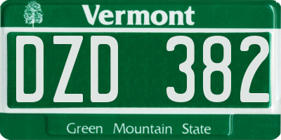 VT license plate DZD382