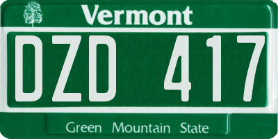 VT license plate DZD417