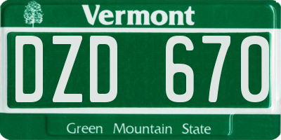 VT license plate DZD670