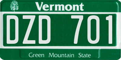 VT license plate DZD701