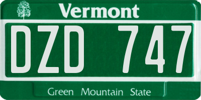 VT license plate DZD747
