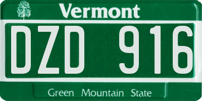 VT license plate DZD916