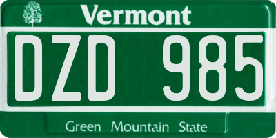 VT license plate DZD985