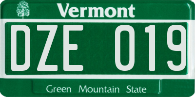 VT license plate DZE019