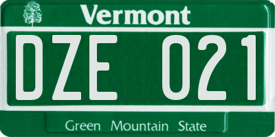 VT license plate DZE021