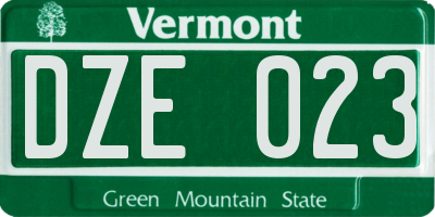 VT license plate DZE023