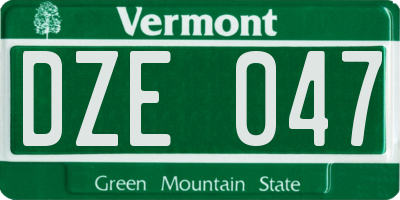 VT license plate DZE047