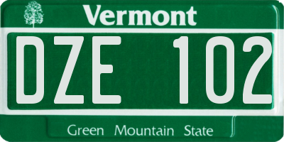 VT license plate DZE102