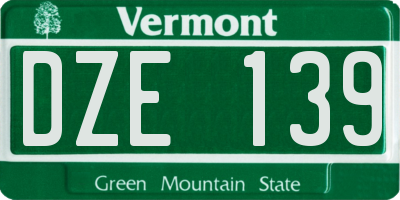 VT license plate DZE139