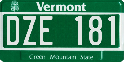 VT license plate DZE181