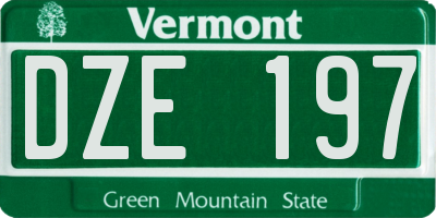 VT license plate DZE197