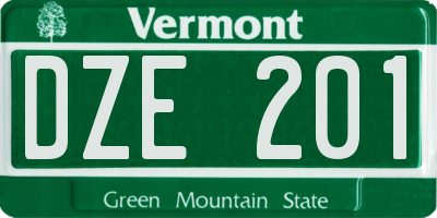 VT license plate DZE201
