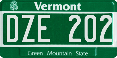 VT license plate DZE202