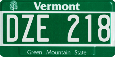 VT license plate DZE218