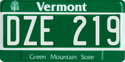 VT license plate DZE219