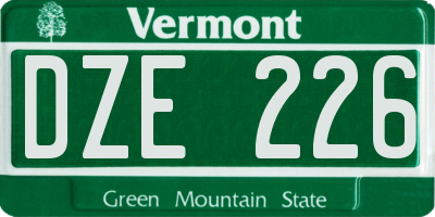 VT license plate DZE226