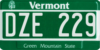 VT license plate DZE229