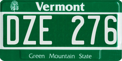 VT license plate DZE276