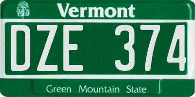 VT license plate DZE374