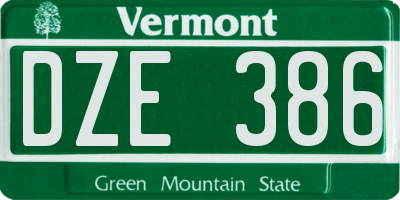 VT license plate DZE386